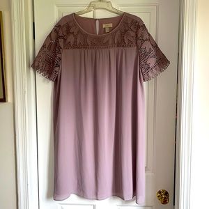 LOFT mauve, crochet lace top XL dress